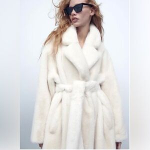 Zara Cream Belted Coat